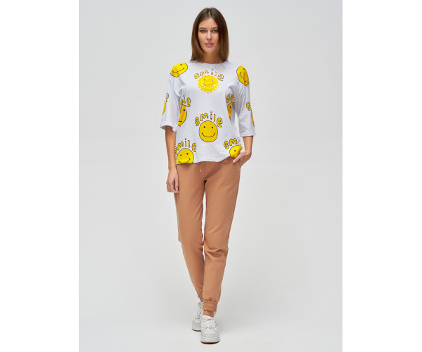 Женские футболки с надписями белого цвета 76028Bl