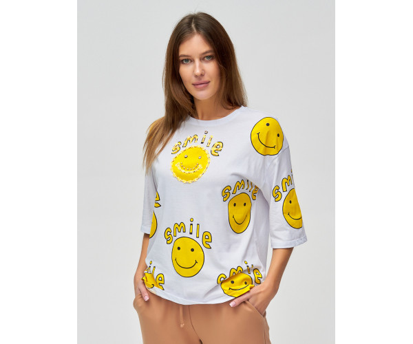 Женские футболки с надписями белого цвета 76028Bl