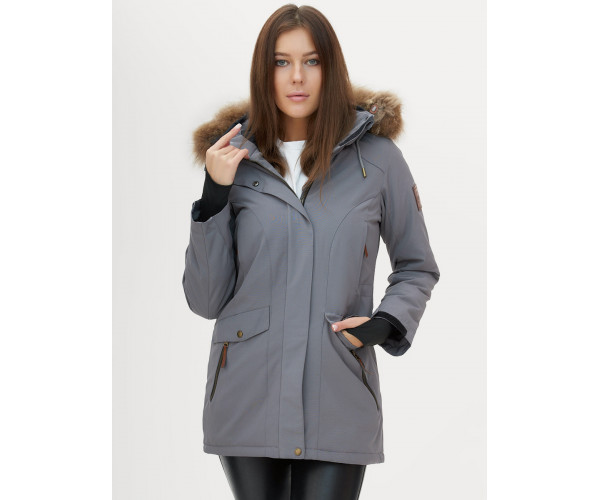 Парка женская  серого цвета 1957Sr