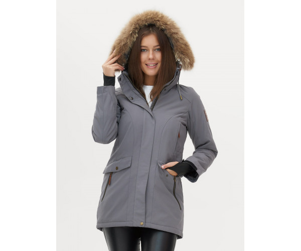 Парка женская  серого цвета 1957Sr