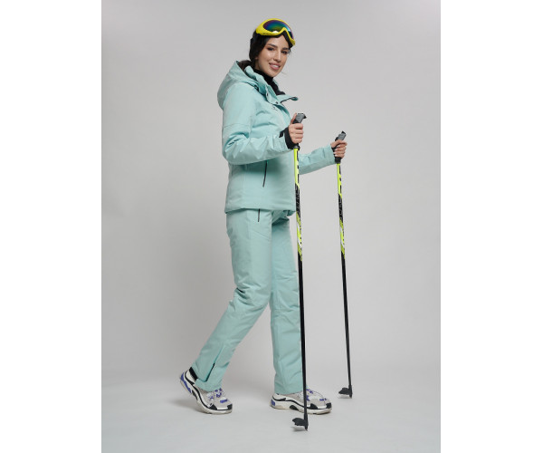Горнолыжный костюм женский бирюзового цвета 77039Br