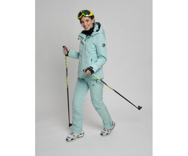 Горнолыжный костюм женский бирюзового цвета 77039Br