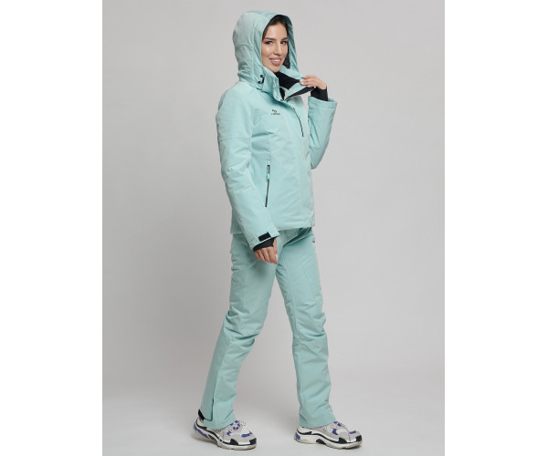 Горнолыжный костюм женский бирюзового цвета 77039Br