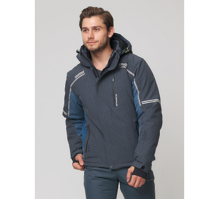 Мужская зимняя горнолыжная куртка  темно-серого цвета 1971TC