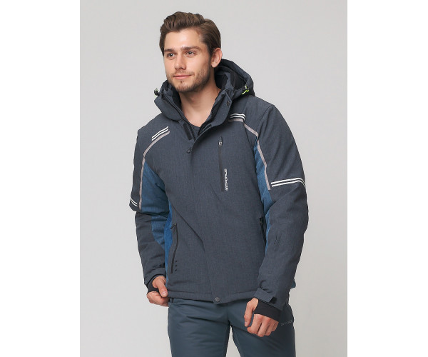 Мужская зимняя горнолыжная куртка  темно-серого цвета 1971TC