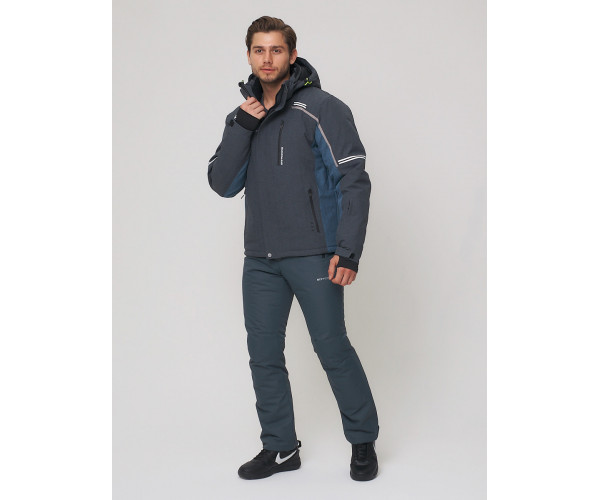 Мужская зимняя горнолыжная куртка  темно-серого цвета 1971TC