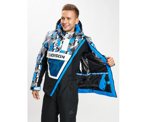 Горнолыжная куртка анорак мужская синего цвета 77027S