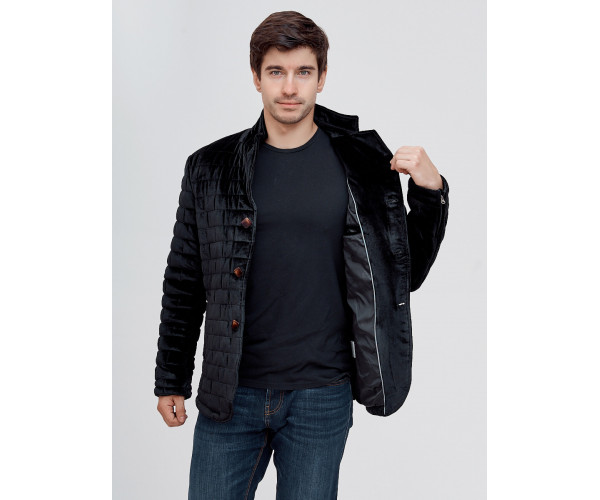 Куртка велюровая классическая Valianly черного цвета 93351Ch