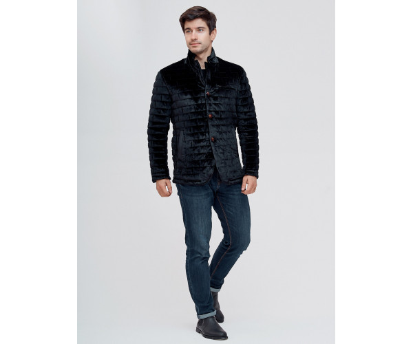 Куртка велюровая классическая Valianly черного цвета 93351Ch