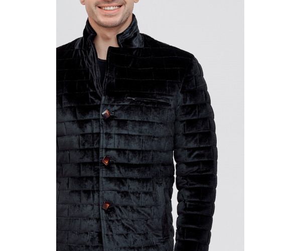 Куртка велюровая классическая Valianly черного цвета 93351Ch