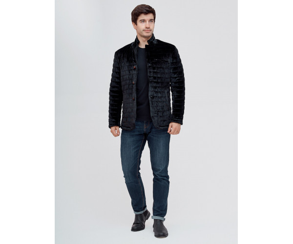 Куртка велюровая классическая Valianly черного цвета 93351Ch