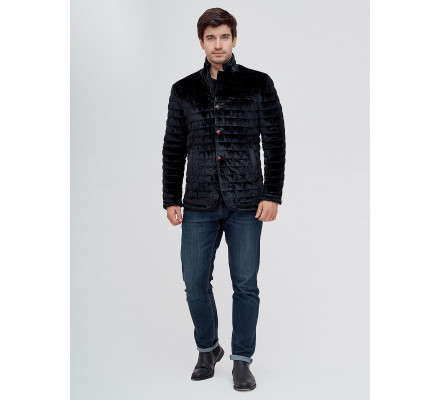 Куртка велюровая классическая Valianly черного цвета 93351Ch