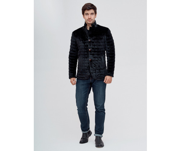 Куртка велюровая классическая Valianly черного цвета 93351Ch