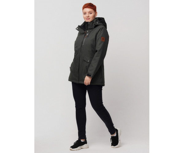 Горнолыжная куртка  bigsize болотного цвета 2047Bt