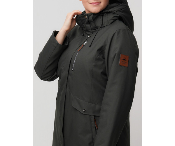 Горнолыжная куртка  bigsize болотного цвета 2047Bt