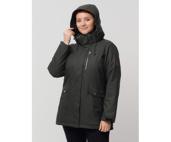 Горнолыжная куртка  bigsize болотного цвета 2047Bt