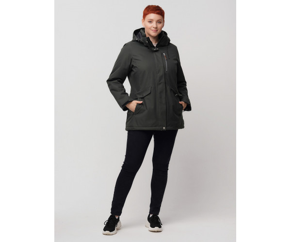 Горнолыжная куртка  bigsize болотного цвета 2047Bt