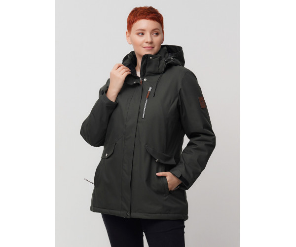 Горнолыжная куртка  bigsize болотного цвета 2047Bt