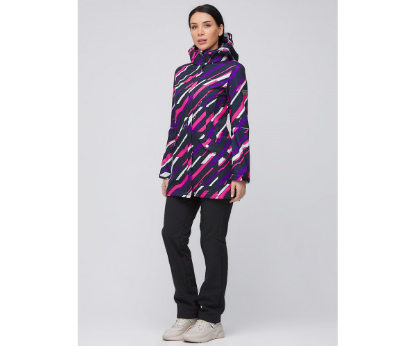 Женский осенний весенний костюм спортивный softshell фиолетового цвета 019221F
