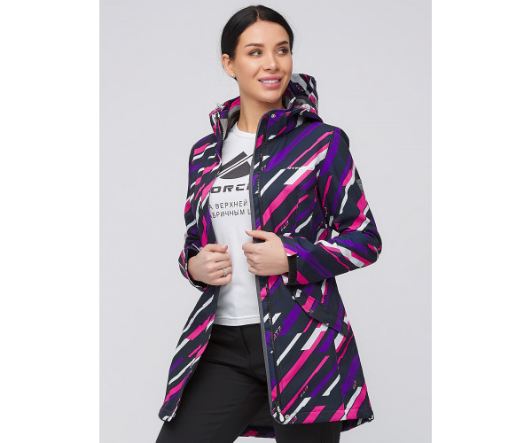 Женский осенний весенний костюм спортивный softshell фиолетового цвета 019221F