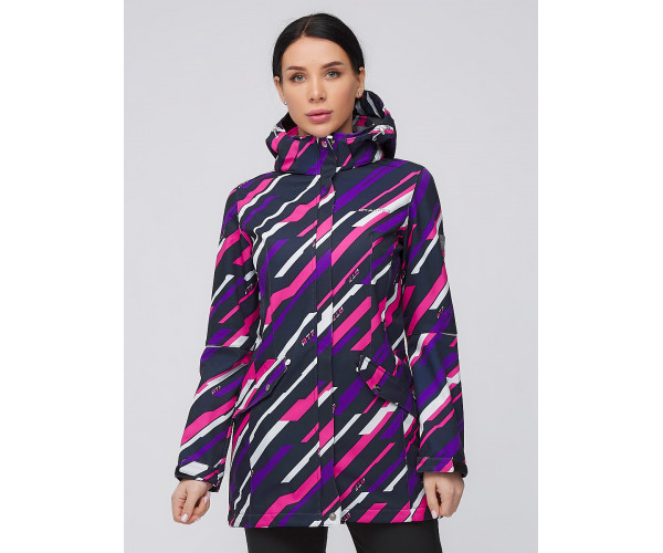 Женский осенний весенний костюм спортивный softshell фиолетового цвета 019221F