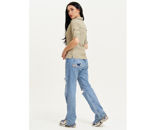 Рубашка классическая женская бежевого цвета 12002B