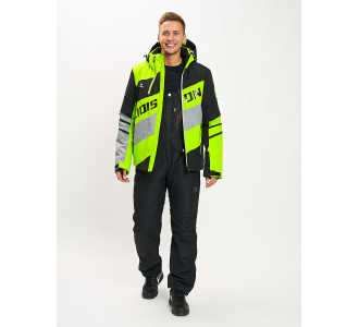 Горнолыжный костюм мужской зеленого цвета 077022Z