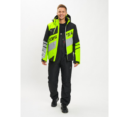 Горнолыжный костюм мужской зеленого цвета 077022Z