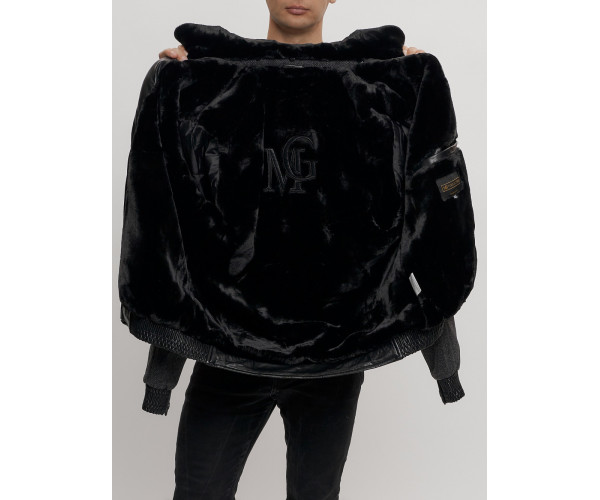 Классическая куртка из экокожи мужская черного цвета 2386Ch