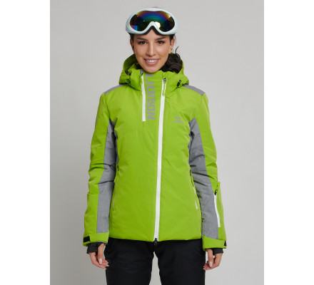 Горнолыжная куртка женская зеленого цвета 77033Z