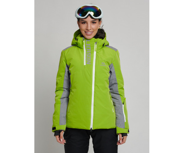 Горнолыжная куртка женская зеленого цвета 77033Z