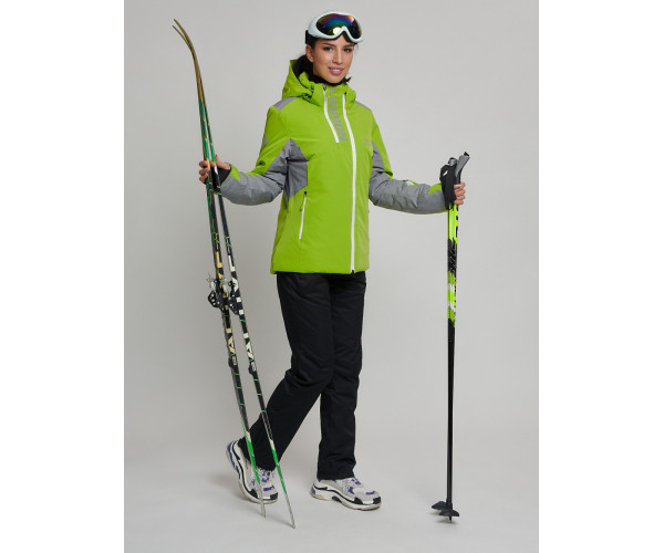 Горнолыжная куртка женская зеленого цвета 77033Z