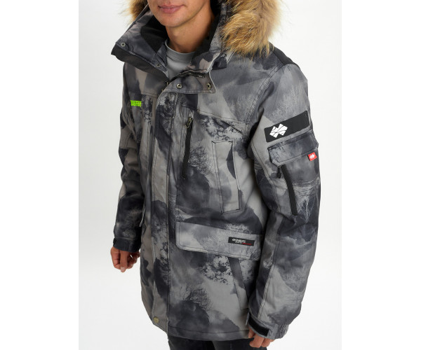 Mолодежная зимняя куртка мужская темно-серого цвета 737TC