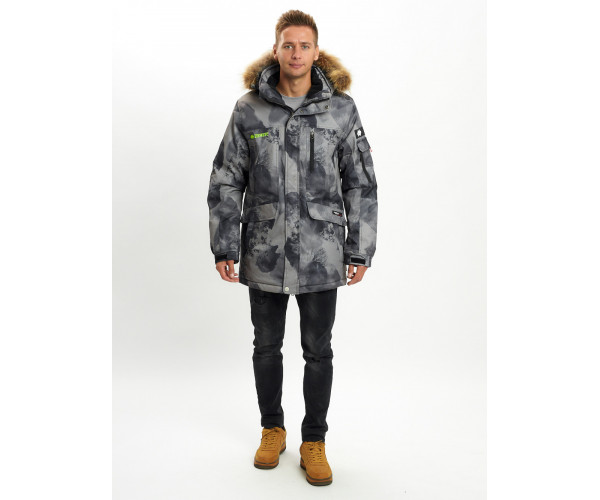 Mолодежная зимняя куртка мужская темно-серого цвета 737TC