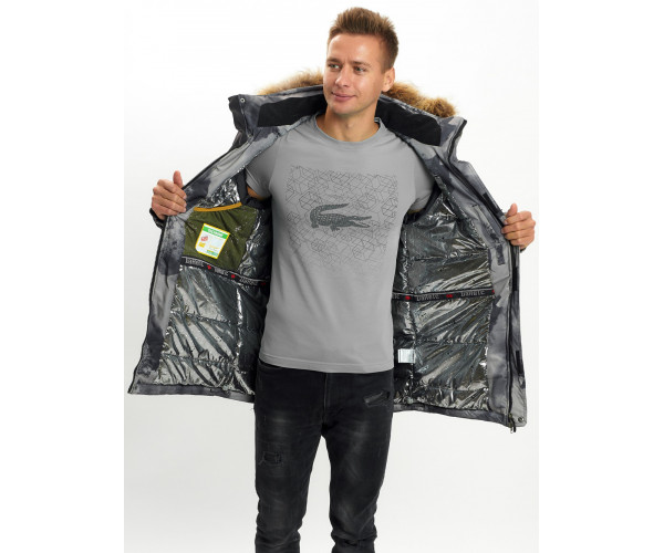 Mолодежная зимняя куртка мужская темно-серого цвета 737TC