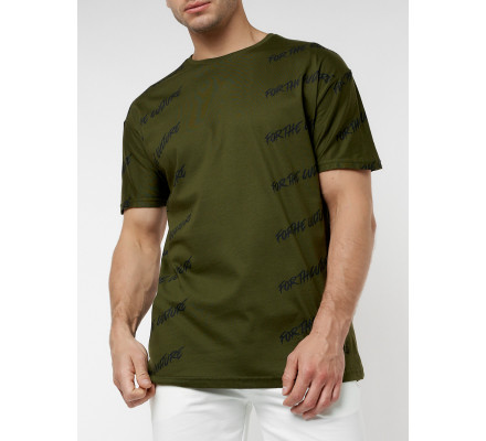 Мужская футболка с надписью хаки цвета 221085Kh