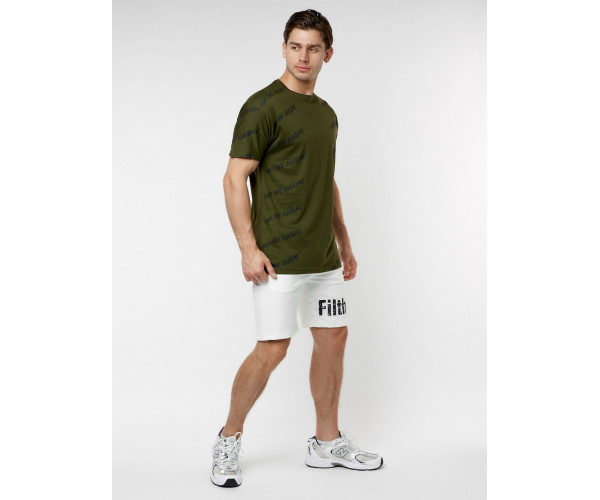 Мужская футболка с надписью хаки цвета 221085Kh