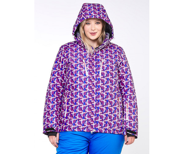 Женский зимний костюм горнолыжный большого размера фиолетового цвета 018112F