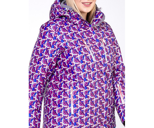 Женский зимний костюм горнолыжный большого размера фиолетового цвета 018112F