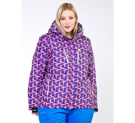 Куртка горнолыжная женская большого размера фиолетового цвета 18112F