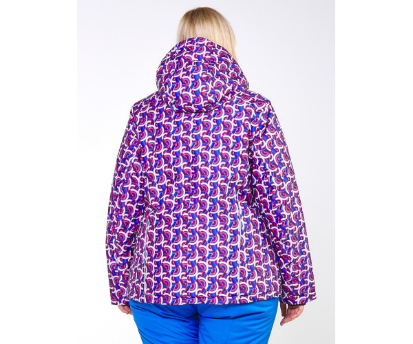 Женский зимний костюм горнолыжный большого размера фиолетового цвета 018112F