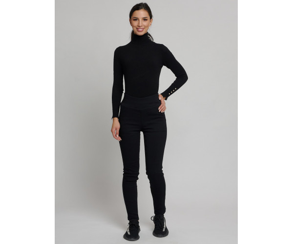 Cтрейчевые брюки утепленные женские черного цвета 2033Ch