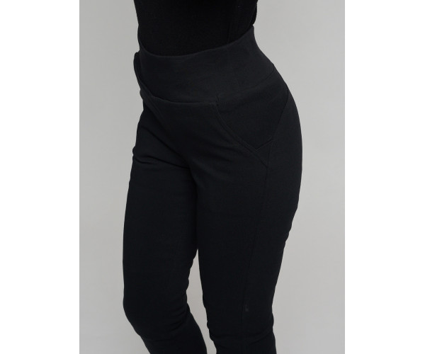 Cтрейчевые брюки утепленные женские черного цвета 2033Ch