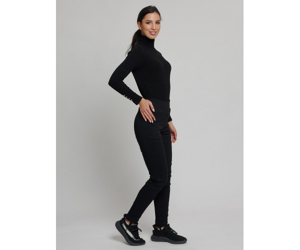 Cтрейчевые брюки утепленные женские черного цвета 2033Ch