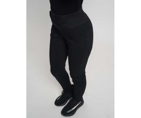 Cтрейчевые брюки утепленные женские черного цвета 2033Ch