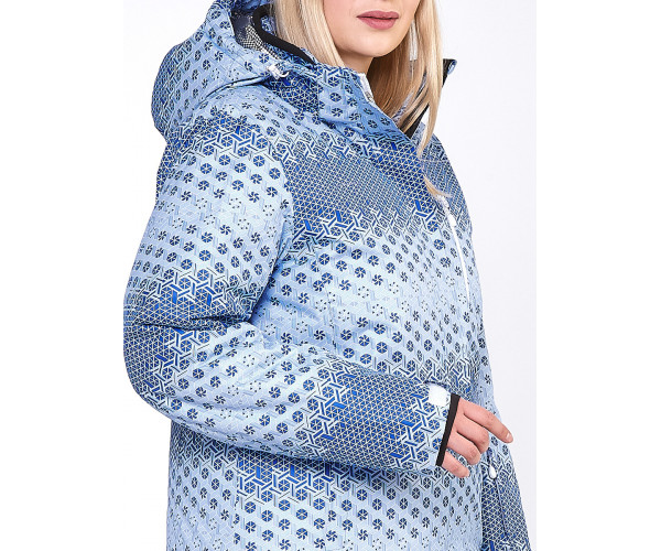 Женская зимняя горнолыжная куртка большого размера синего цвета 1830S