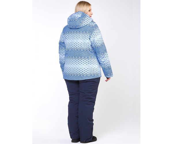 Женская зимняя горнолыжная куртка большого размера синего цвета 1830S