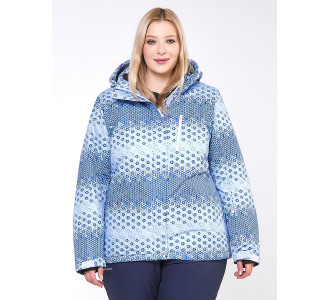 Женская зимняя горнолыжная куртка большого размера синего цвета 1830S