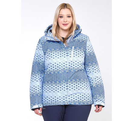 Женская зимняя горнолыжная куртка большого размера синего цвета 1830S