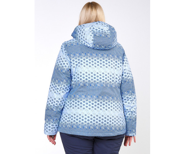 Женская зимняя горнолыжная куртка большого размера синего цвета 1830S